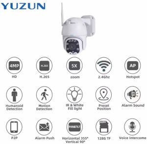 دوربین هوشمند وای فای دار تشخیص حرکت در شب ضد آب مدلPTZ